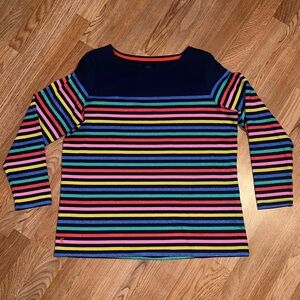 Joules Navy and Multicolor Striped Long Sleeve Top